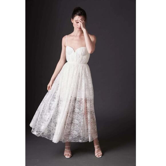 BHLDN Sau Lee Selena Lace Midi Dress White NWT Size 4 - Picture 11 of 13